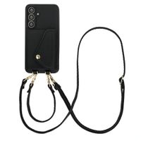 Selencia Sera HandyHülle mit Kordel und Umschlag-Kartenhalter Samsung Galaxy S25 FE - Schwarz