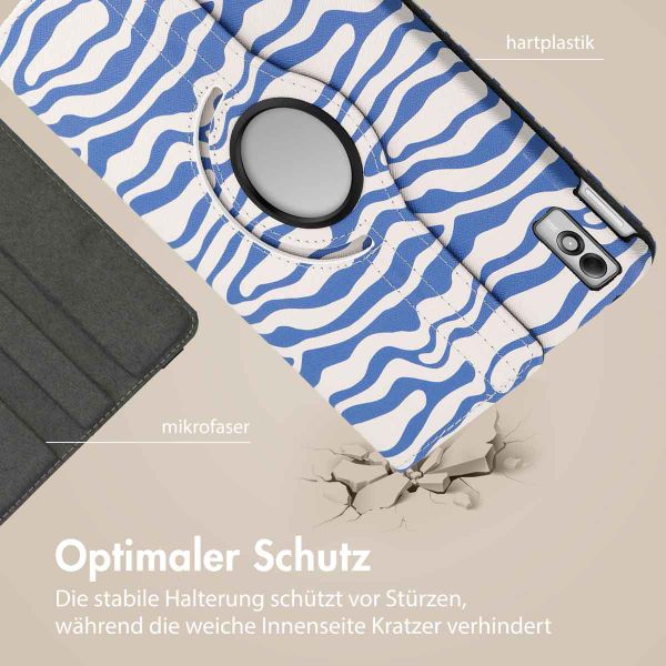 imoshion 360° drehbare Design Klapphülle für das Lenovo Tab M10 5G - White Blue Stripes