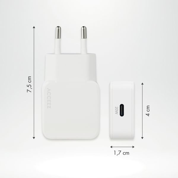 Accezz Ultra Slim GaN Ladegerät - USB-C - 20 W - Weiß