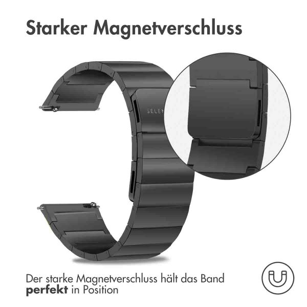Selencia Edelstahl Magnetarmband - Universelle 20 mm Anschluss - Schwarz - Garmin Venu Sq - Music Edition
