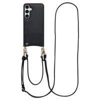 Selencia Nova HandyHülle mit Kordel und Kartenhalter Samsung Galaxy S24 Plus / S25 Plus - Schwarz