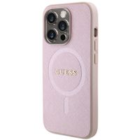 Guess Saffiano MagSafe Back Cover für das iPhone 15 Pro - Rosa