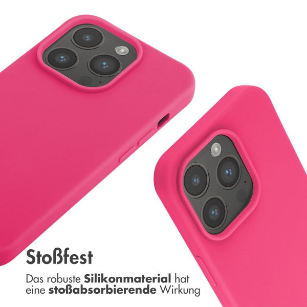 imoshion Silikonhülle mit Band für das iPhone 14 Pro - Rosa fluoreszierend