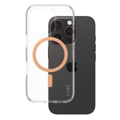 CARE by PanzerGlass Urban Combat Case MagSafe für das iPhone 16 Pro - Transparent / Peach