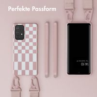 Selencia SilikonHülle design mit abnehmbarem Band Samsung Galaxy A53 - Irregular Check Sand Pink