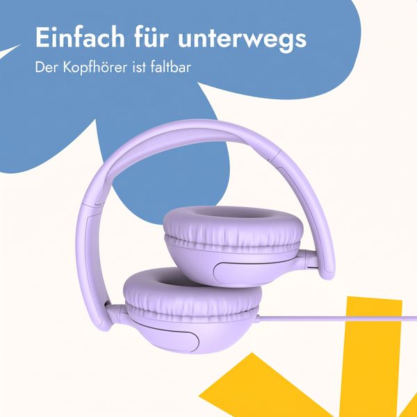 imoshion Kinderkopfhörer mit AUX-Kabel - Dezibelbegrenzer - Lavender Lilac