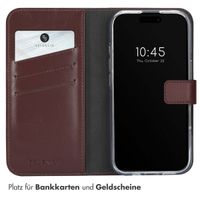 Selencia Echtleder Klapphülle für das iPhone 16 - Braun