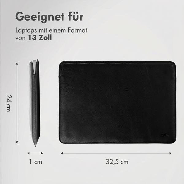 Accezz Leather Laptop Hülle Apple MacBook 13 Zoll - Laptop Sleeve - Schwarz