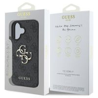 Guess 4G Metal Logo Back Cover für das iPhone 16 - Schwarz