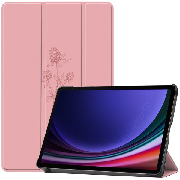 imoshion Design Trifold Klapphülle für das Samsung Galaxy Tab S9 11.0 Zoll - Floral Pink