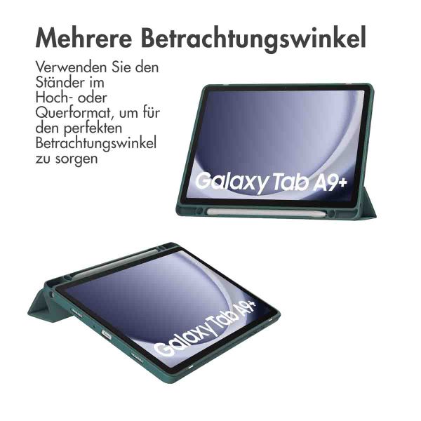 imoshion Trifold Hardcase Klapphülle für das Samsung Galaxy Tab A9 Plus - Grün