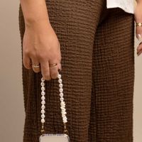 Selencia Handykette Set mit Perlen und Muscheln - Midnight Black