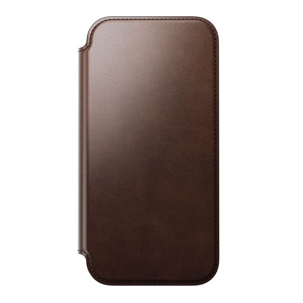 Nomad Modern Horween Leather Folio Bookcase mit MagSafe Apple iPhone 17 Pro Max - Rustic Brown