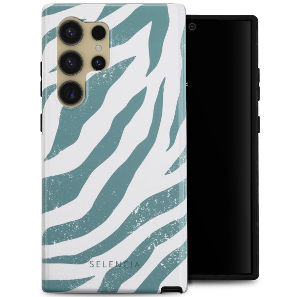 Selencia Vivid Tough Back Cover für das Samsung Galaxy S24 Ultra - Colorful Zebra Pine Blue