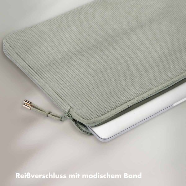 Selencia Cord Laptop Hülle 15-16 Zoll - Laptop Sleeve - Pistache Cream