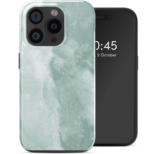 Selencia Vivid Tough Back Cover MagSafe für das iPhone 15 Pro - Marble Grayed Jade