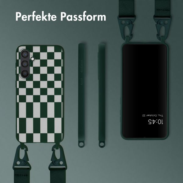 Selencia SilikonHülle design mit abnehmbarem Band Samsung Galaxy S23 FE - Irregular Check Green