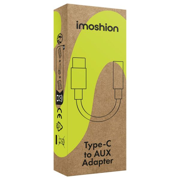 imoshion AUX-Adapter – USB-C auf 3,5 mm/Audio-Klinkenadapter – USB-C Stecker auf AUX-Buchse – Schwarz
