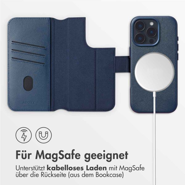 Accezz 2-in-1 Klapphülle aus Leder mit MagSafe für das iPhone 16 Pro Max - Nightfall Blue