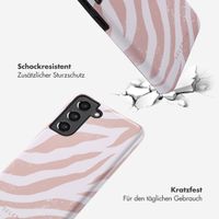 Selencia Vivid Tough Back Cover für das Samsung Galaxy S21 FE - Colorful Zebra Old Pink