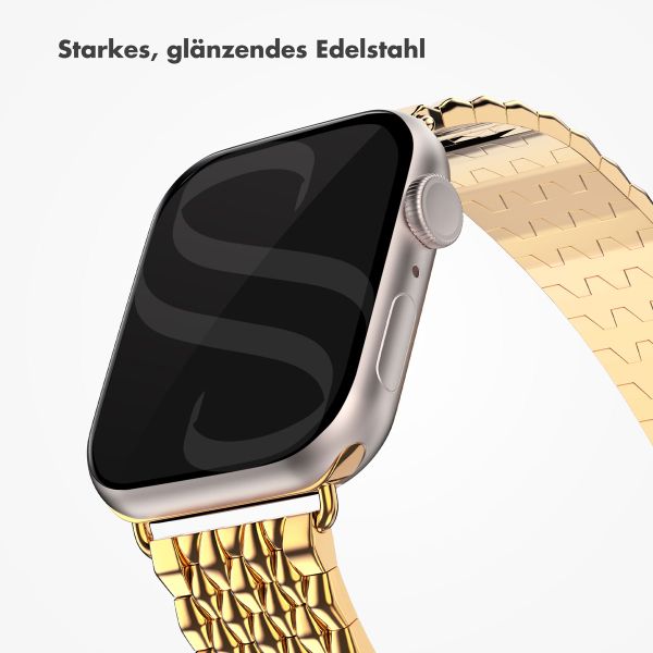 Selencia Drachenarmband aus Stahl für die Apple Watch Series 1 bis 9 / SE (38/40/41 mm) | Series 10 (42 mm) - Gold