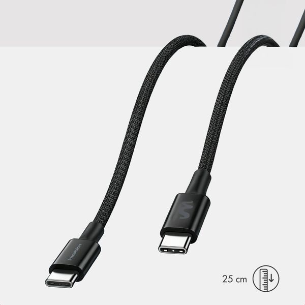 imoshion Braided USB-C-zu-USB-C-Kabel 100 W - 0,25 Meter - Schwarz