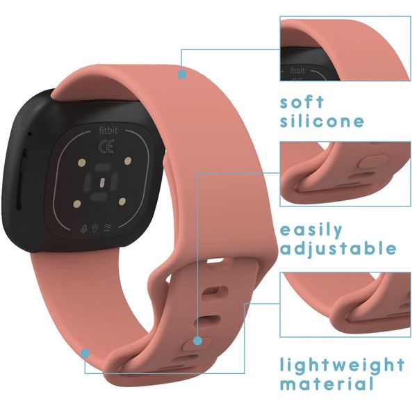 imoshion Silikonband Multipack für die Fitbit Versa 4 / 3 / Sense (2) - Schwarz / Weiß / Orange