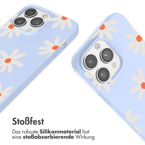 imoshion Silikonhülle design mit Band für das iPhone 14 Pro - Lila Flower Distance