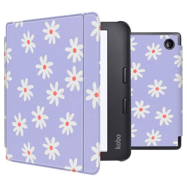 imoshion Design Slim Hard Case Sleepcover mit Stand Kobo Libra 2 / Tolino Vision 6 - Flowers Distance
