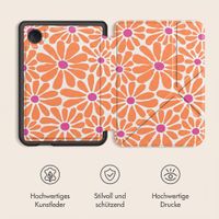 imoshion Design Klappbare Klapphülle Kobo Clara Colour / BW - Orange Flowers Connect