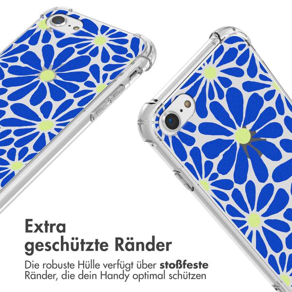 imoshion Design Hülle mit Band Apple iPhone SE (2022 / 2020) / 8 / 7 - Cobalt Blue Flowers Connect
