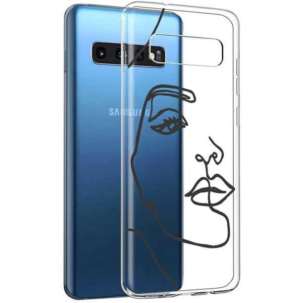 imoshion Design Hülle Galaxy S10 - Abstraktes Gesicht - Schwarz