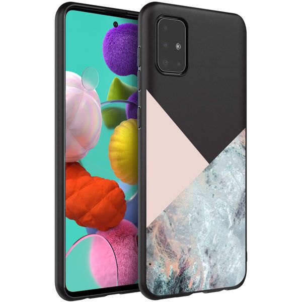 imoshion Design Hülle Samsung Galaxy A51 - Marmor - Rosa / Schwarz