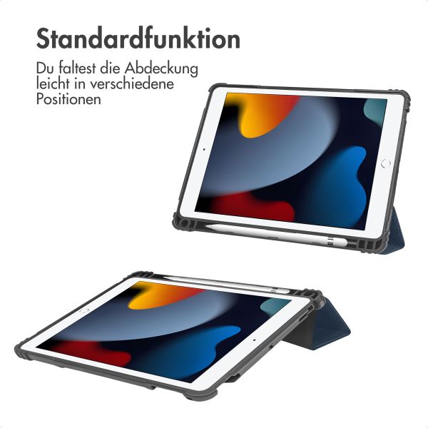 Accezz Rugged Trifold Klapphülle Apple iPad 9 (2021) 10.2 Zoll / iPad 8 (2020) 10.2 Zoll / iPad 7 (2019) 10.2 Zoll - Dunkelblau