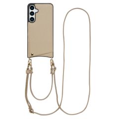Selencia Nova HandyHülle mit Kordel und Kartenhalter Samsung Galaxy S24 Plus / S25 Plus - Beige