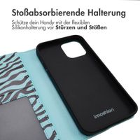 imoshion ﻿Design Klapphülle für das iPhone 12 (Pro) - Black Blue Stripes