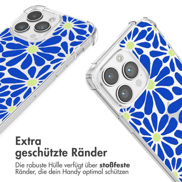 imoshion Design Hülle mit Band für das iPhone 14 Pro Max - Cobalt Blue Flowers Connect