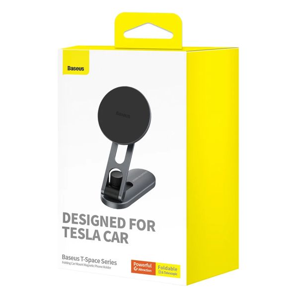 Baseus T-Space Series Magnetische Handyhalterung Auto – Armaturenbrett und Mittelkonsole – MagSafe – Frost Silver