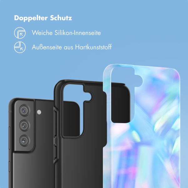 Selencia Vivid Tough Back Cover für das Samsung Galaxy S21 FE - Holographic Blue Dream