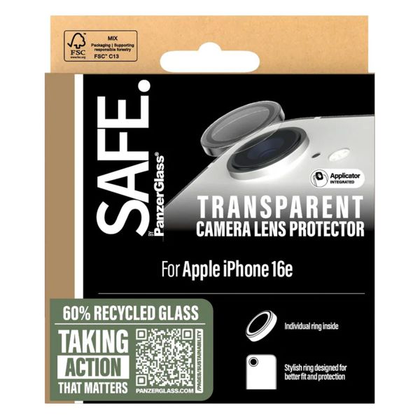 SAFE by PanzerGlass Kameraprotektor iPhone 16e - Transparent