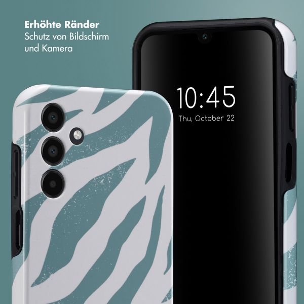 Selencia Vivid Tough Back Cover für das Samsung Galaxy A15 (5G/4G) - Colorful Zebra Pine Blue