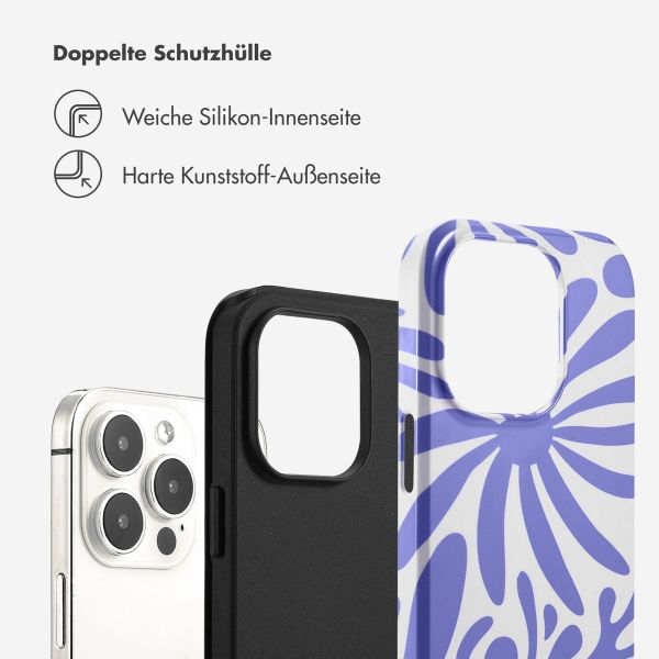 Selencia Vivid Tough Back Cover für das iPhone 14 - Modern Bloom Sapphire Blue