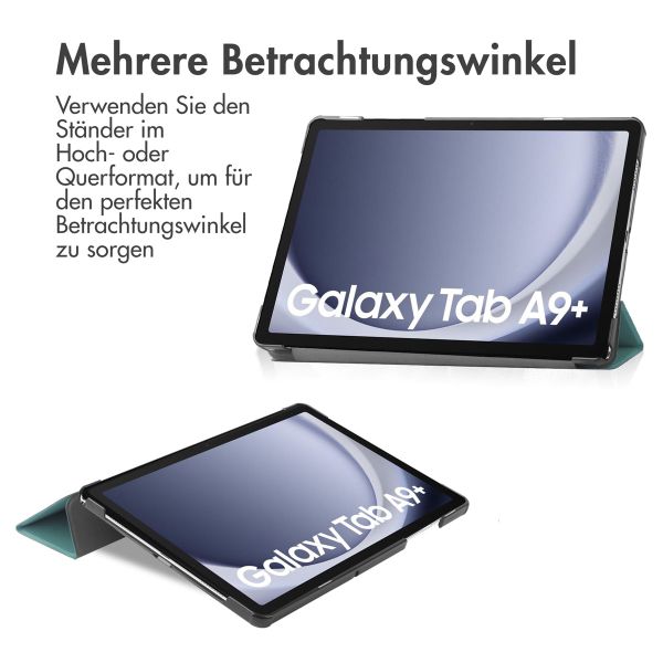 imoshion Trifold Klapphülle für das Samsung Galaxy Tab A9 Plus - Dunkelgrün