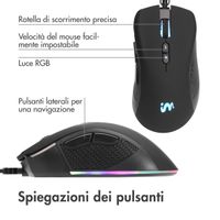 imoshion Gaming-Maus mit RGB-Beleuchtung - Kabelgebundene Gaming-Maus mit USB-A-Anschluss - Schwarz