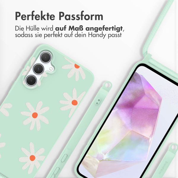 imoshion Silikonhülle design mit Band für das Samsung Galaxy A35 - Green Flower Distance