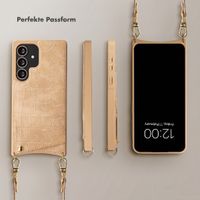 Selencia Nova Croco HandyHülle mit Kordel und Kartenhalter Samsung Galaxy S25 Ultra - Toasted Almond