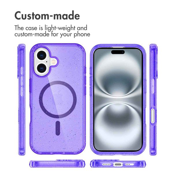 imoshion Sparkle Back Cover mit MagSafe Apple iPhone 16 - Glitzer Violett