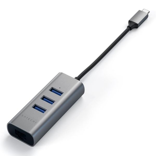 Satechi Aluminium-USB-Hub | USB-C auf 3x USB-A und Ethernet - Space Grau