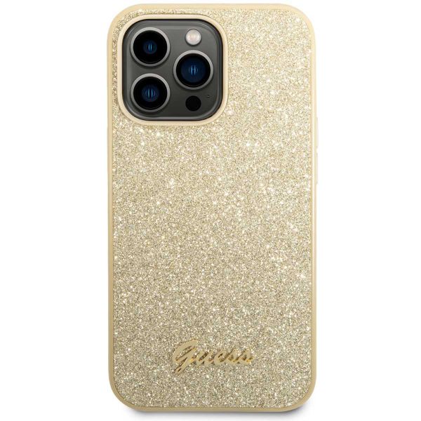 Guess Glitter Flakes Back Cover Apple iPhone 14 Pro - Gold