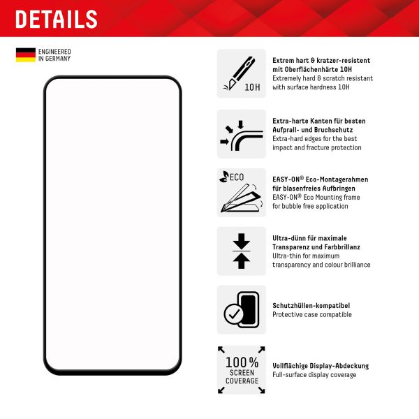 Displex Bildschirmschutzfolie Real Glass Full Cover für das Samsung Galaxy S23 FE - Transparent